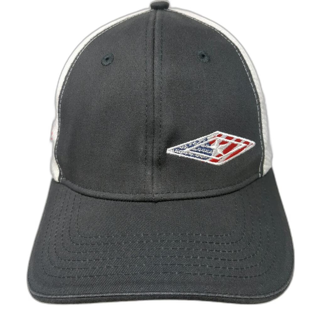 CBC Baseball Cap Gray M American Owned PRM Logo Honeycomb Mesh Stretch Fit Hat
